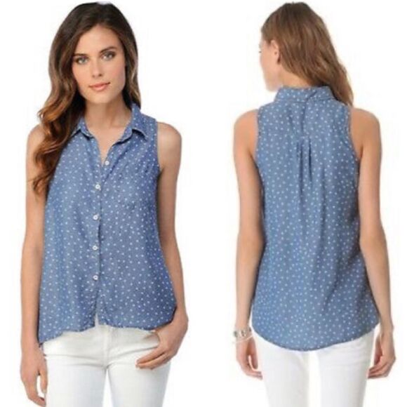 Splendid Ditzy Chambray Sleeveless Button Top M - Picture 1 of 9